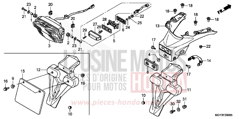 FEU ARRIERE von VFR800X „Crossrunner“ PEARL FADELESS WHITE (NH341) von 2013